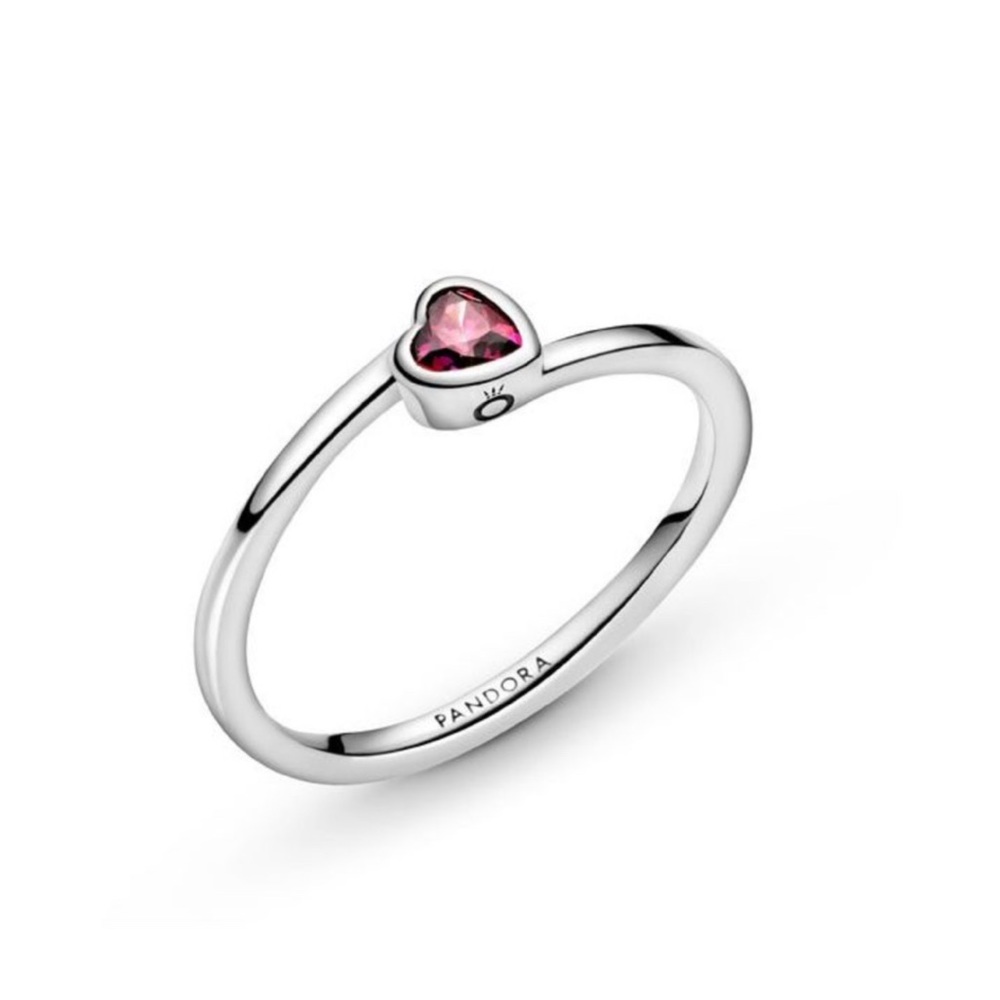 Pandora Red Tilted Heart Solitaire Ring